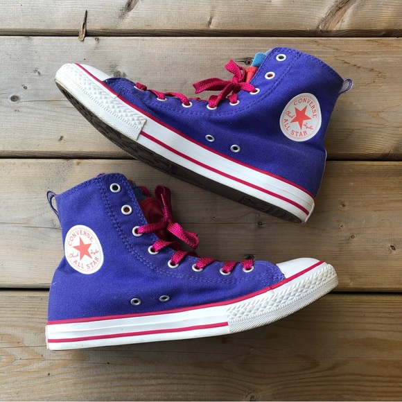 Converse Shoes - 7.5 Converse Chuck Taylor Party Hi Runners Sneakers Running Shoes Purple Tulle